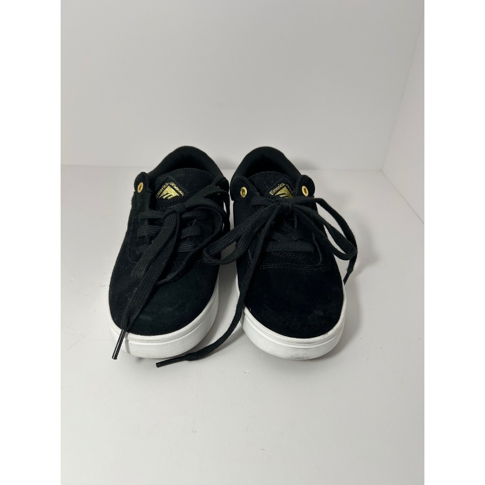 Emerica The Herman G6 Mens 5 Skate Shoes Black Gold Suede‎ Low Top Sneakers